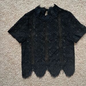 Lulu's Black Lace Blouse